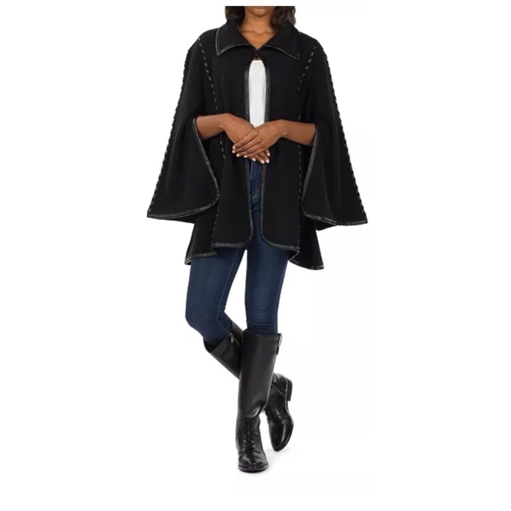 NWT Patricia Nash Open Sleeved Sophisticated Black Cape Size M/L